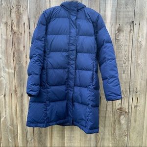 Ll Bean Blue Quilted Down Parka Coat with Removable hood  XL